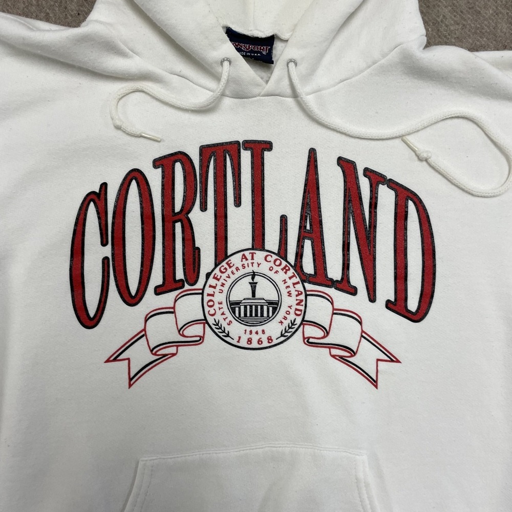 vintage cortland university of new york hoodie‎ mens xl white 1990s jansport USA - Picture 5 of 10